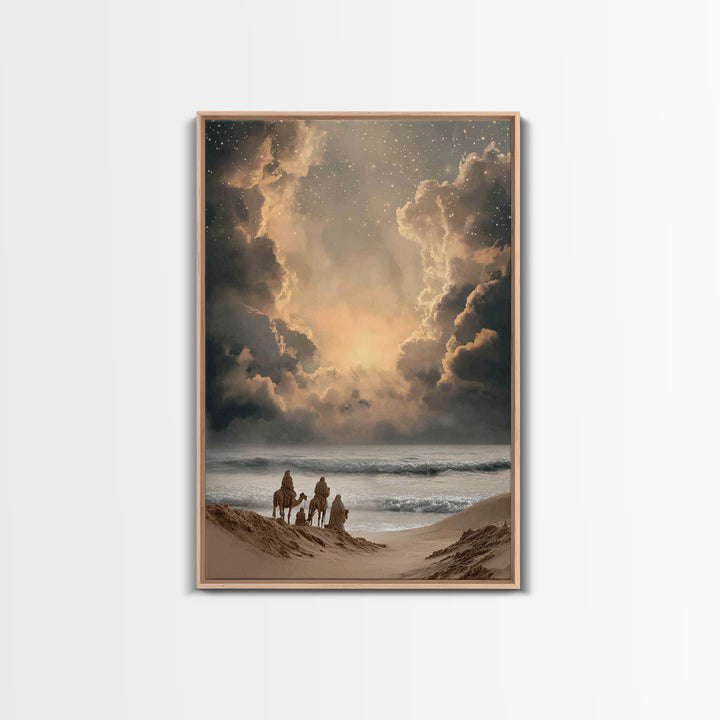 Desert Star Journey – Framed Canvas Print – Christian Wall Art – Christian Art Canvas – Christian Christmas Art – Jesus Painting – Christia