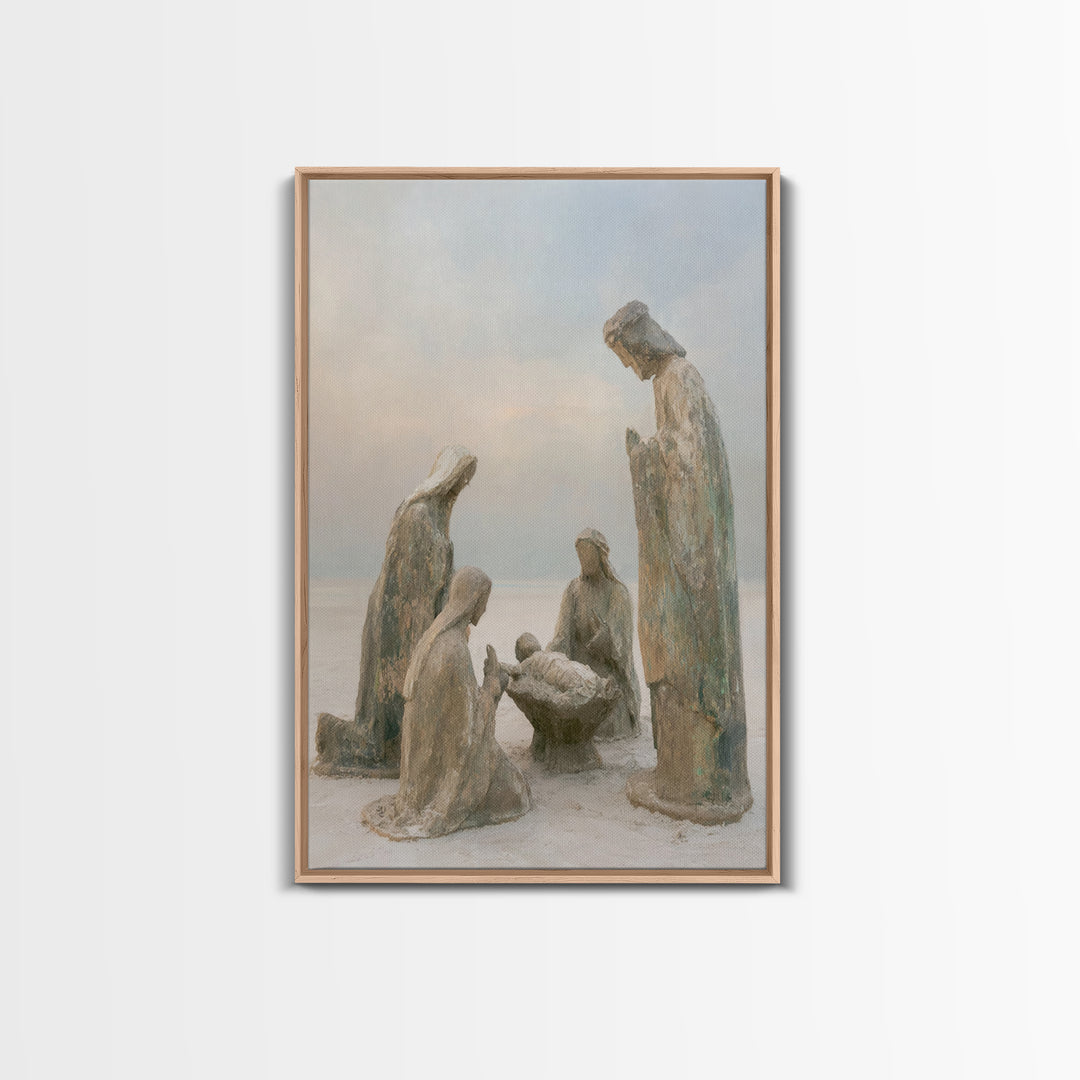 Humble Birth Scene – Framed Canvas Print – Jesus Painting – Christian Art – Christian Art Canvas – Christian Christmas Art – Christian Wall