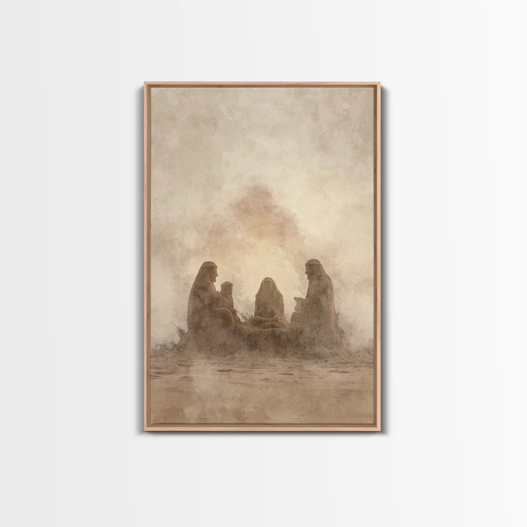 Sacred Sand Gathering – Framed Canvas Print – Christian Art – Christian Christmas Art – Christian Wall Art – Christian Art Canvas – Jesus P