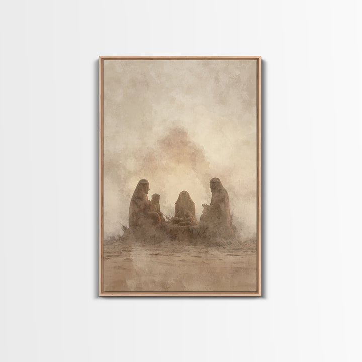 Sacred Sand Gathering – Framed Canvas Print – Christian Art – Christian Christmas Art – Christian Wall Art – Christian Art Canvas – Jesus P