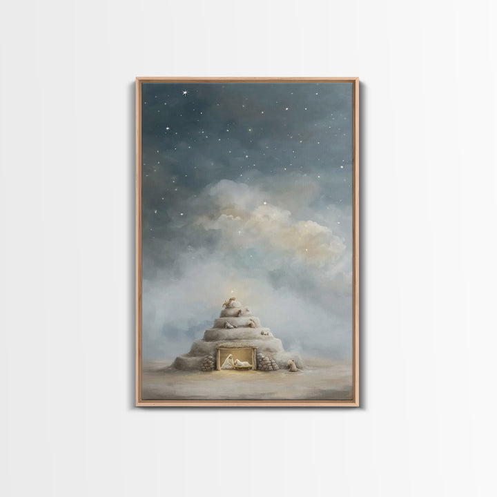 Heaven’s Quiet Watch – Framed Canvas Print – Christian Art Canvas – Christian Wall Art – Jesus Painting – Christian Christmas Art – Christi