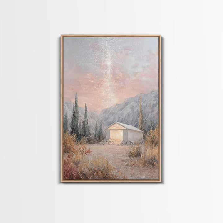 Blessed Shelter Star – Framed Canvas Print – Christian Art – Christmas Wall Art – Jesus Painting Canvas – Christian Christmas Art – Modern