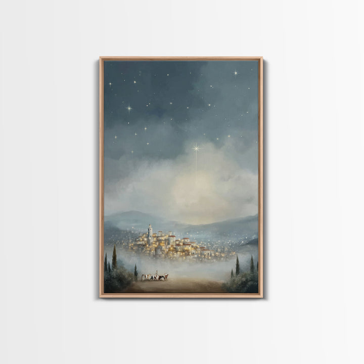 Bethlehem Star – Framed Canvas Print – Christmas Wall Art – Christian Christmas Art – Christian Art Canvas – Vintage Christmas Art