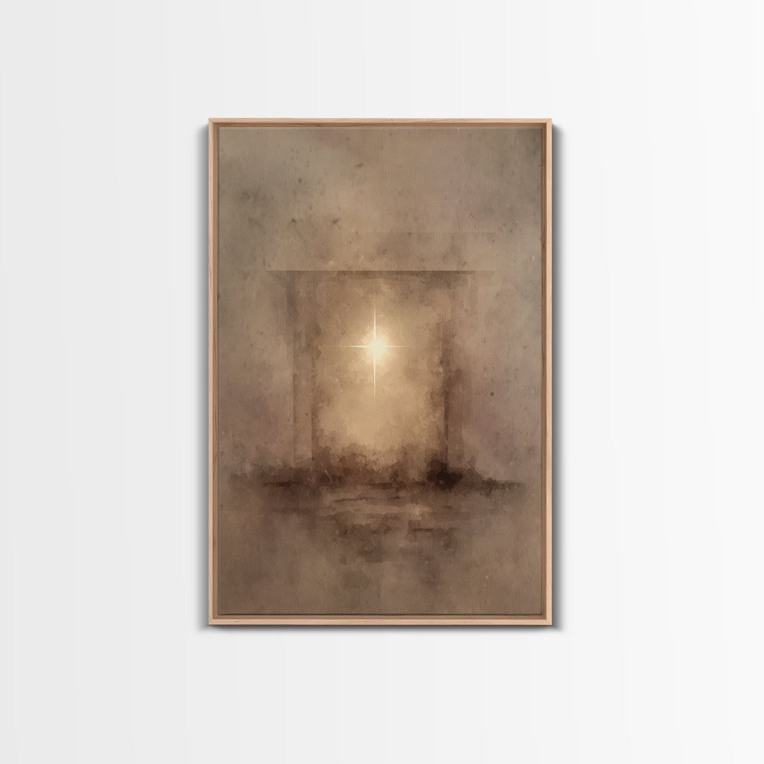 Heavenly Birth Glow – Framed Canvas Print – Christian Art Canvas – Christmas Art Framed – Christian Wall Art – Jesus Christmas Art – Christ