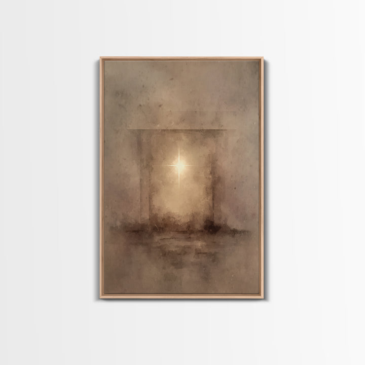 Heavenly Birth Glow – Framed Canvas Print – Christian Art Canvas – Christmas Art Framed – Christian Wall Art – Jesus Christmas Art – Christ
