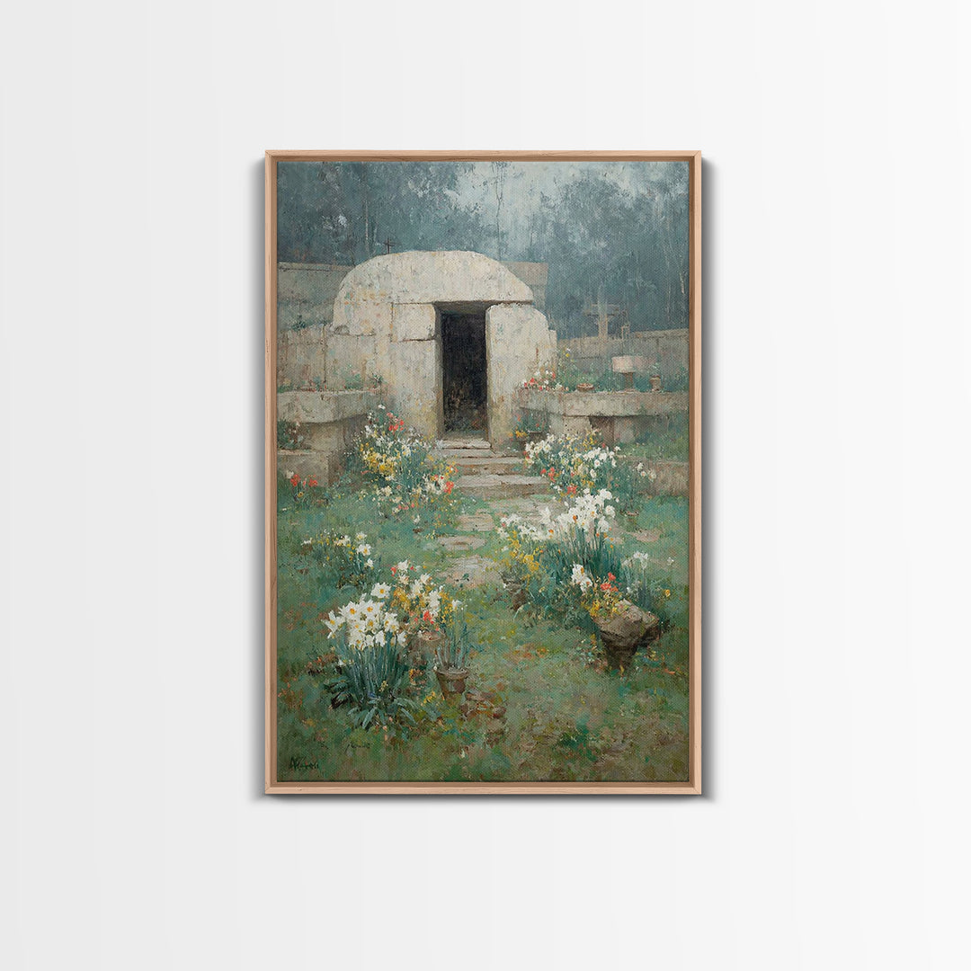 Sanctuary Bloom, Framed Canvas Print, Christian Art Painting, Christian Wall Art, Jesus Canvas Art, Vintage Christian Art