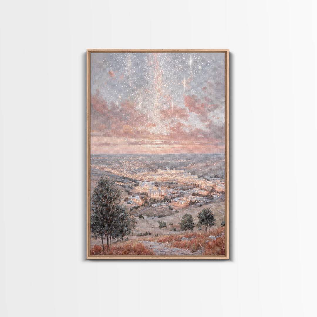 Starry Promise – Framed Canvas Print – Christian Christmas Decor – Christian Art Canvas – Moody Christmas Art – Christian Wall Art