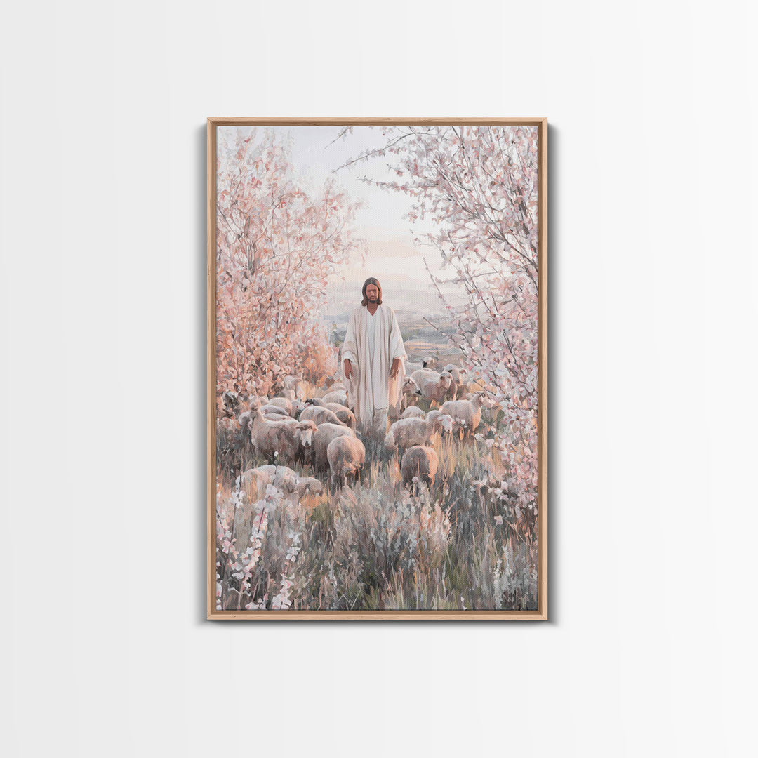 Gentle Shepherd – Framed Canvas Print – Christian Wall Art – Jesus Painting – Christian Art Canvas – Christian Home Decor