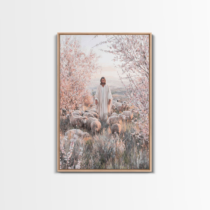 Gentle Shepherd – Framed Canvas Print – Christian Wall Art – Jesus Painting – Christian Art Canvas – Christian Home Decor