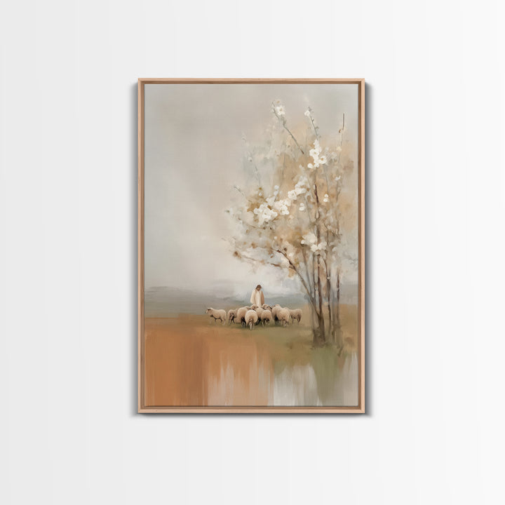 Shepherd’s Calm – Framed Canvas Print – Christian Art Canvas – Jesus Painting – Christian Wall Art – Modern Christian Art