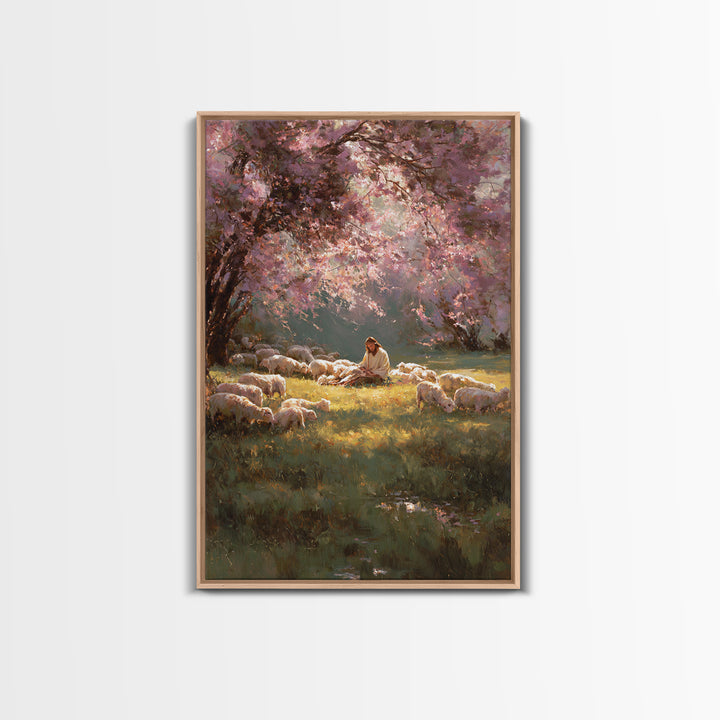 Garden Prayer – Framed Canvas Print – Christian Wall Art – Christian Art Canvas – Jesus Painting – Large Christian Art