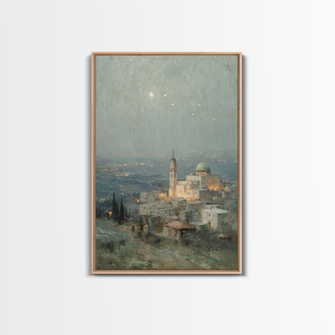Radiant Bethlehem – Framed Canvas Print – Christian Art Print – Framed Christmas Art – Christian Wall Art – Christmas TV Art