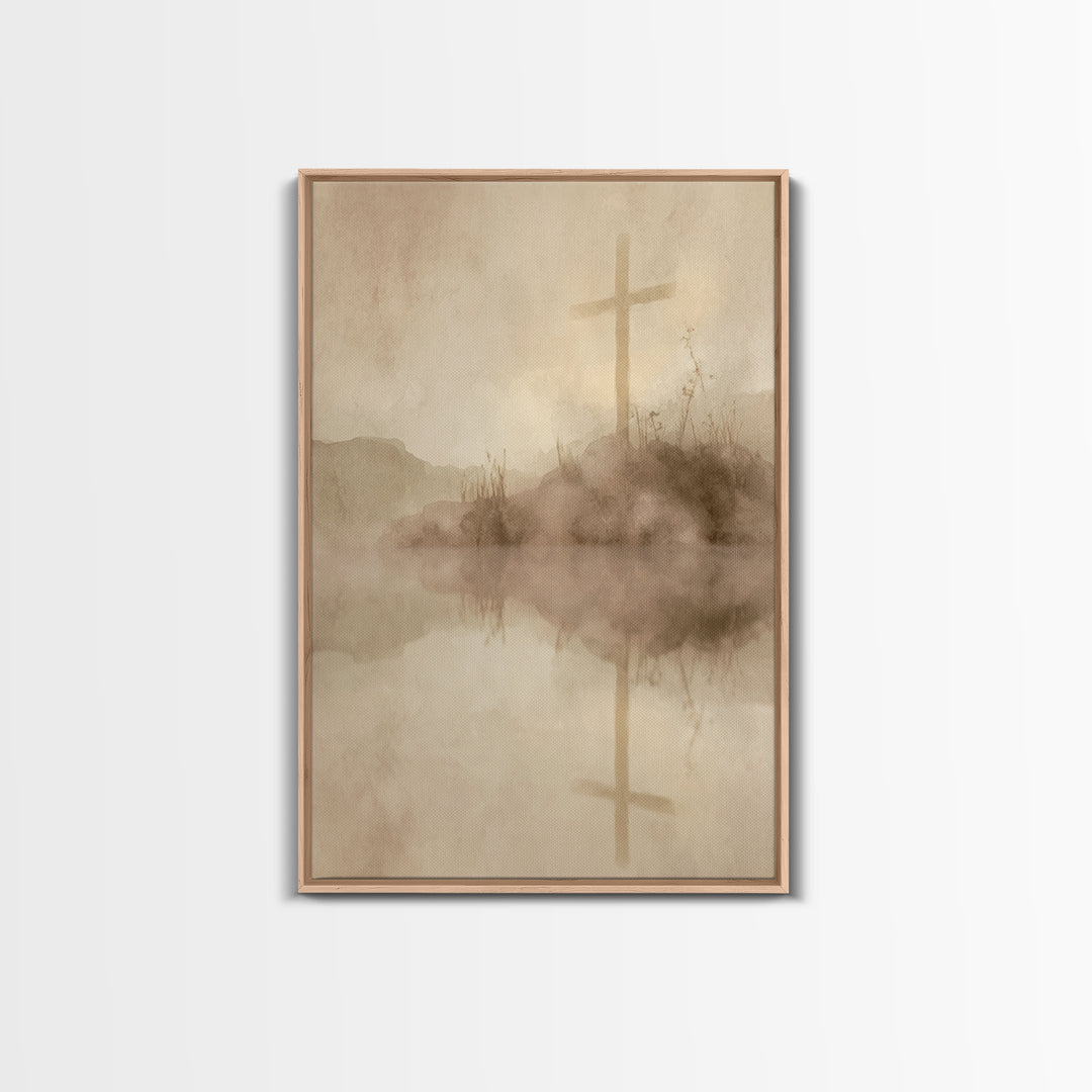 Sacred Hill Cross – Framed Canvas Print – Christian Wall Art – Christian Art Canvas – Vintage Christian Art – Christian Gift – Christian De
