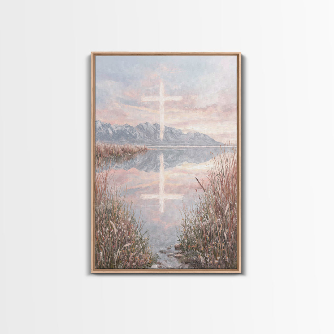 Morning Glory Cross – Framed Canvas Print – Christian Christmas Art – Christian Wall Art – Christian Art Canvas – Christian Decor For Home