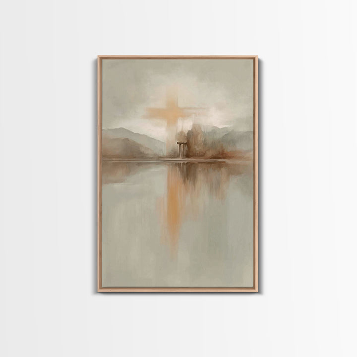 Radiant Hill Cross – Framed Canvas Print – Christian Wall Art – Christian Art Canvas – Minimalist Christian Art – Christian Art Print – Chr