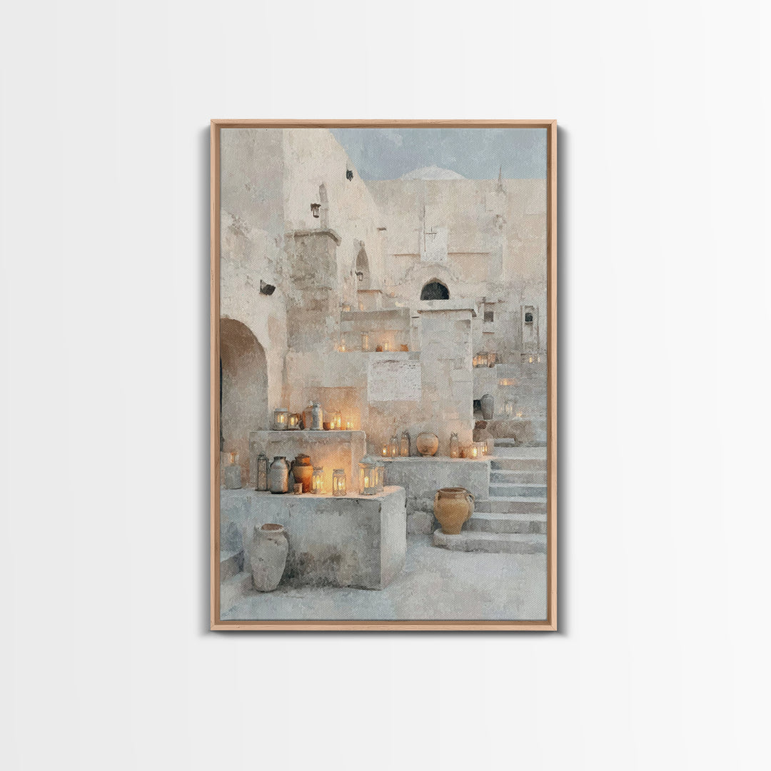 Bethlehem Lantern Court – Framed Canvas Print – Christian Christmas Art – Christmas Art Prints – Christian Wall Art – Christian Art Canvas