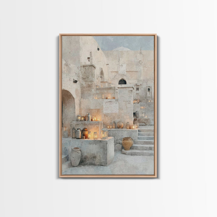Bethlehem Lantern Court – Framed Canvas Print – Christian Christmas Art – Christmas Art Prints – Christian Wall Art – Christian Art Canvas