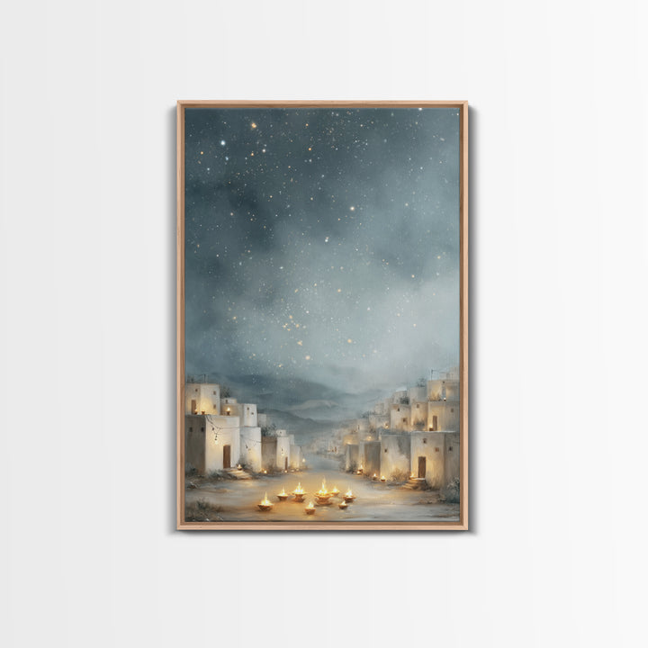 Starry Bethlehem Sky – Framed Canvas Print – Christmas Wall Art – Christian Art Canvas – Framed Christmas Art – Christian Christmas Art – C