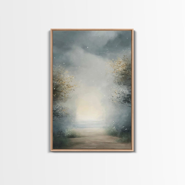Heavenly Mist Escape, Framed Canvas Print, Christian Art Canvas, Christian Wall Art, Modern Christian Art, Subtle Christian Art, Christmas