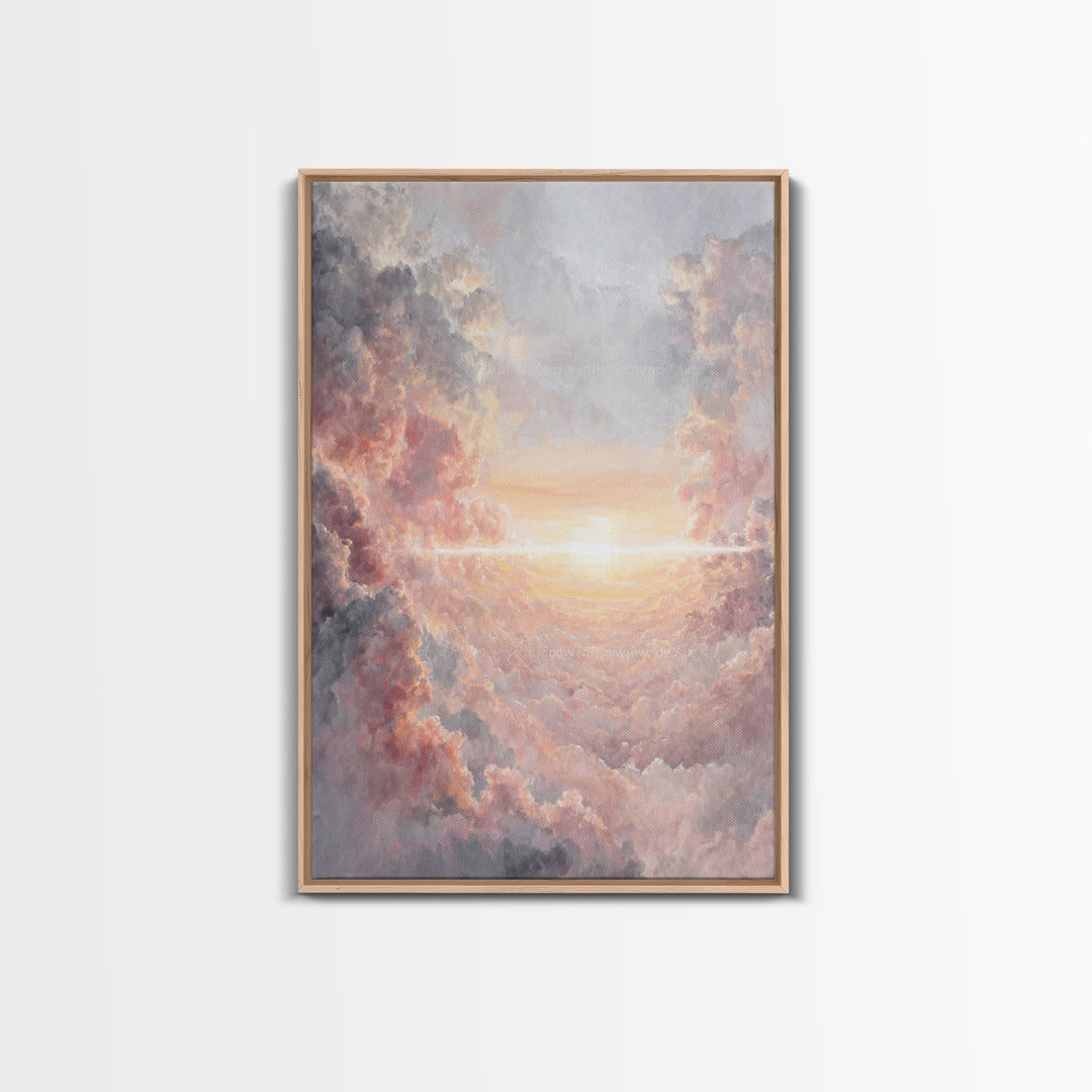 Celestial Sunrise Glow, Framed Canvas Print, Christian Art Canvas, Christian Christmas Art, Christian Wall Art, Large Christian Art, Subtle