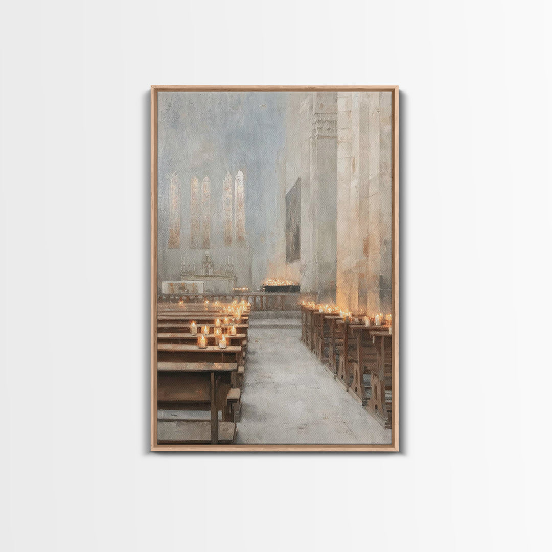 Candlelit Reverence, Framed Canvas Print, Christian Wall Art, Christian Art Work, Subtle Christian Paintings, Christian Decor For Home, Chr
