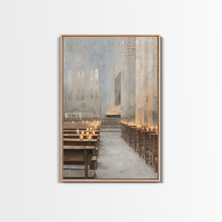 Candlelit Reverence, Framed Canvas Print, Christian Wall Art, Christian Art Work, Subtle Christian Paintings, Christian Decor For Home, Chr