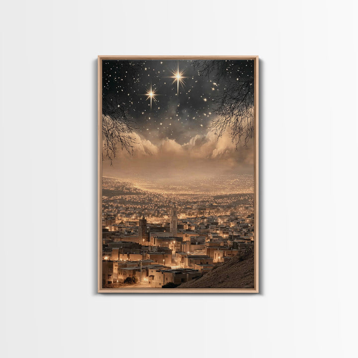 Silent Star – Framed Canvas Print – Christian Art Painting – Christmas Art Prints – Christian Wall Art – Subtle Christian Paintings