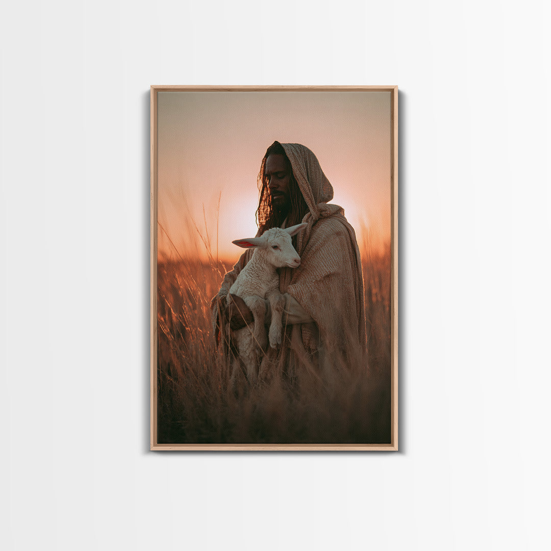 Dawn Of Shepherds | Framed Canvas Print | Christian Wall Art | Jesus Painting | Christian Art Gift | Modern Christian Art