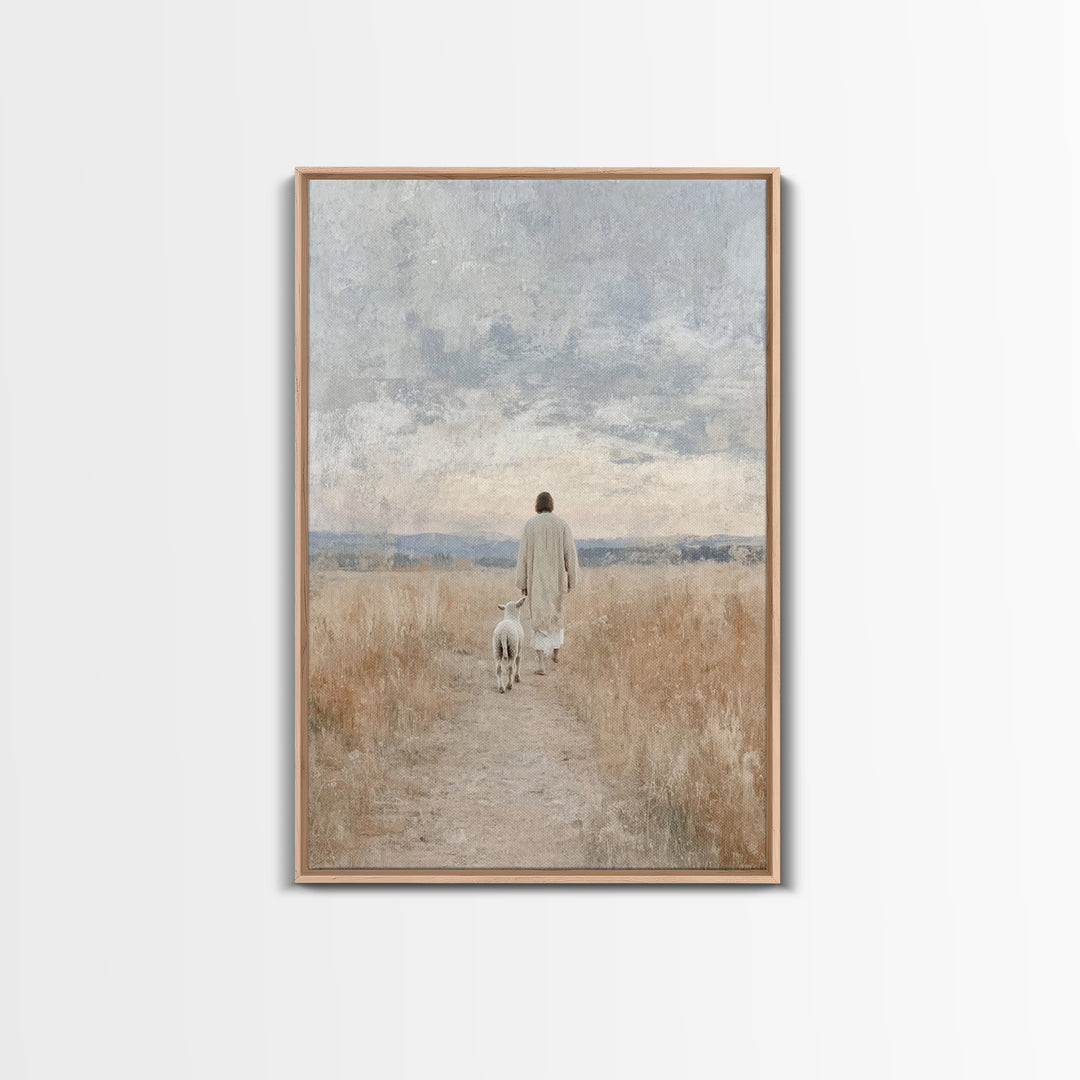 Shepherd’s Calm | Framed Canvas Print | Jesus Painting | Christian Art | Christian Wall Art | Moody Christian Art