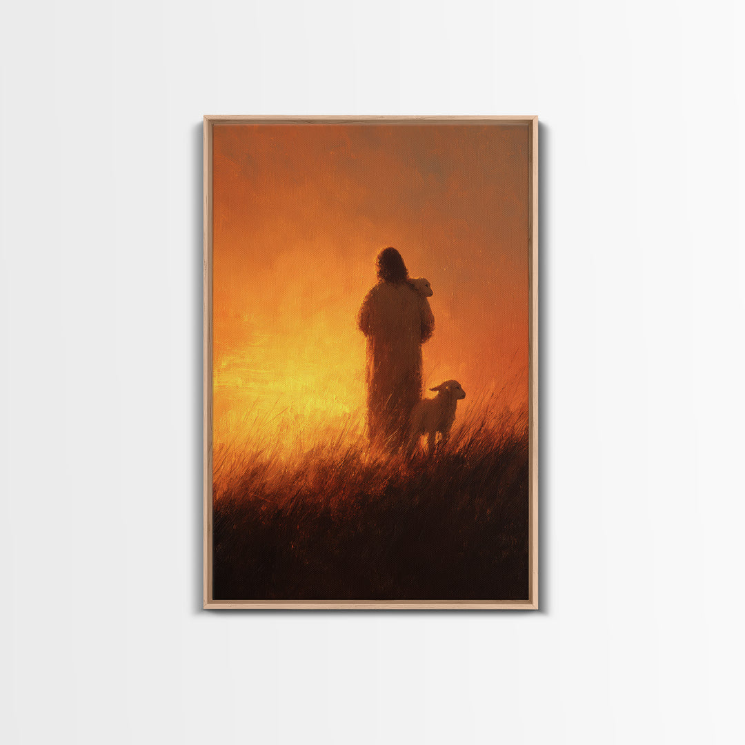 Moonlit Grace | Framed Canvas Print | Jesus Art Print | Christian Wall Art | Christian Art Canvas | Christmas Art Prints