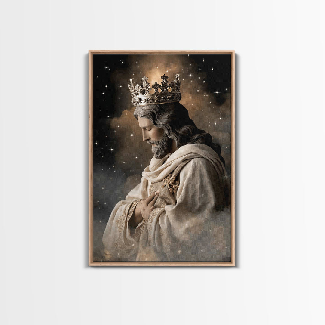 Celestial Shepherd King - Framed Canvas Print - Christian Wall Art - Jesus Painting - Christian Art Canvas - Christian Decor - Christmas Ar