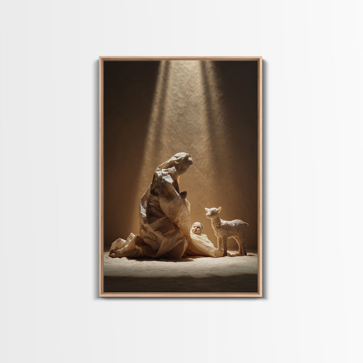 Tender Shepherd Care - Framed Canvas Print - Christian Wall Art - Jesus Painting - Christian Art Canvas - Christmas Art - Christian Decor -