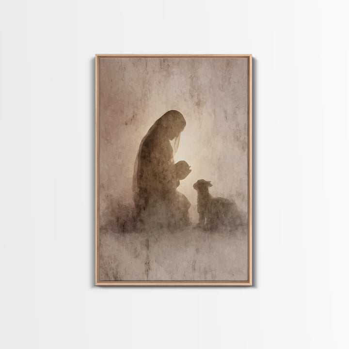 Silent Holy Moment - Framed Canvas Print - Christian Art Canvas - Christian Wall Art - Christian Christmas Art - Christian Gifts - Jesus Pa