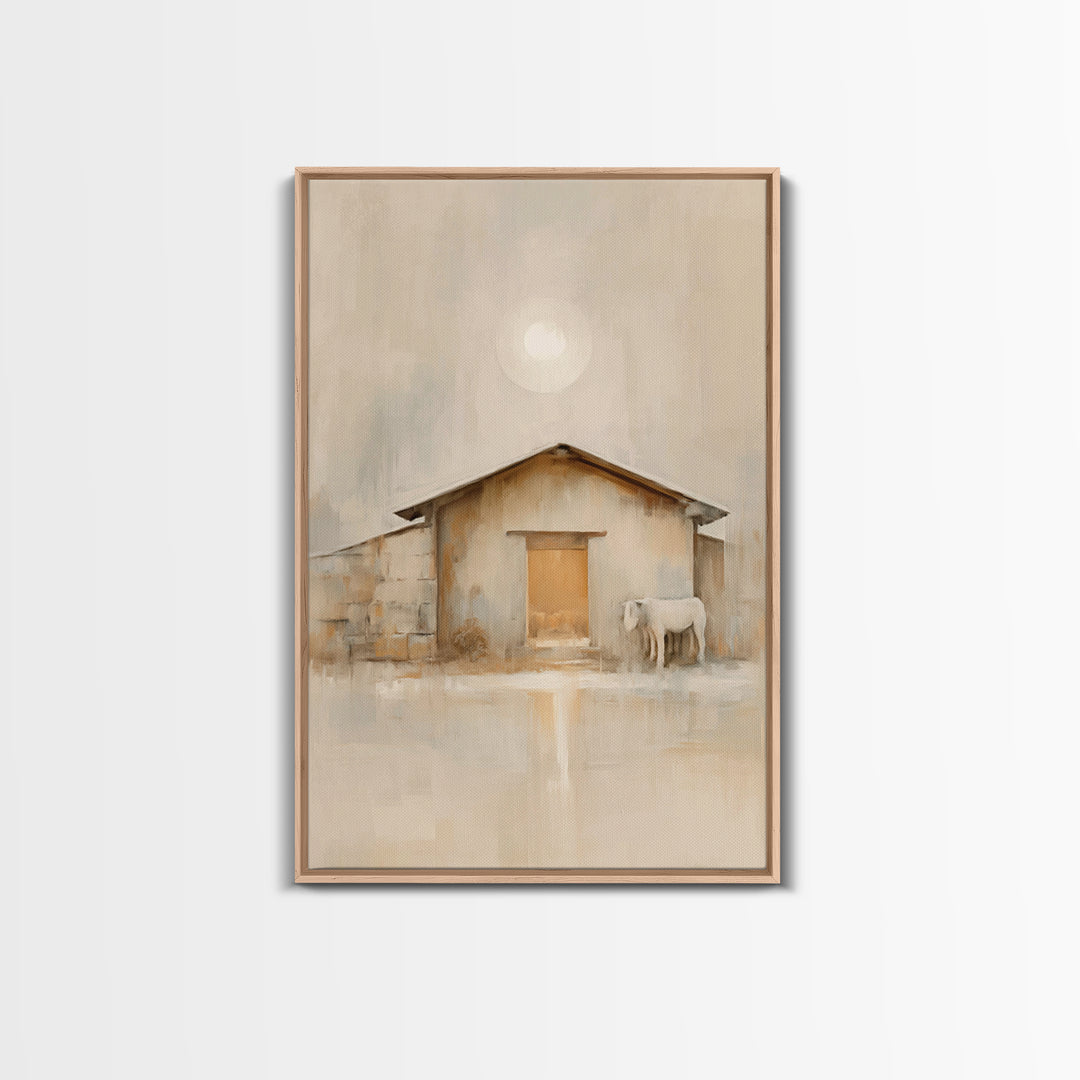 Morning Stable Grace – Framed Canvas Print – Christian Wall Art – Jesus Painting – Christian Art Canvas – Christmas Art – Christian Decor