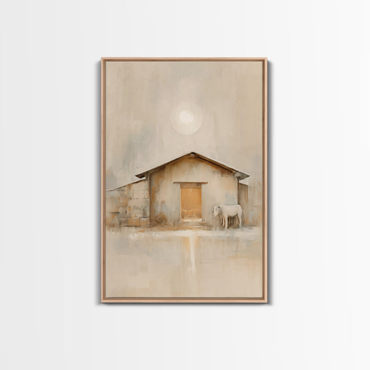 Morning Stable Grace – Framed Canvas Print – Christian Wall Art – Jesus Painting – Christian Art Canvas – Christmas Art – Christian Decor