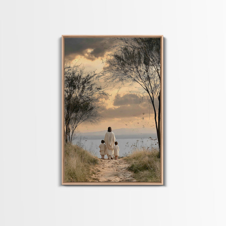 Twilight Shore Hope | Framed Canvas Print | Christian Wall Art | Christian Art Canvas | Jesus Painting | Christian Christmas Art | Christia