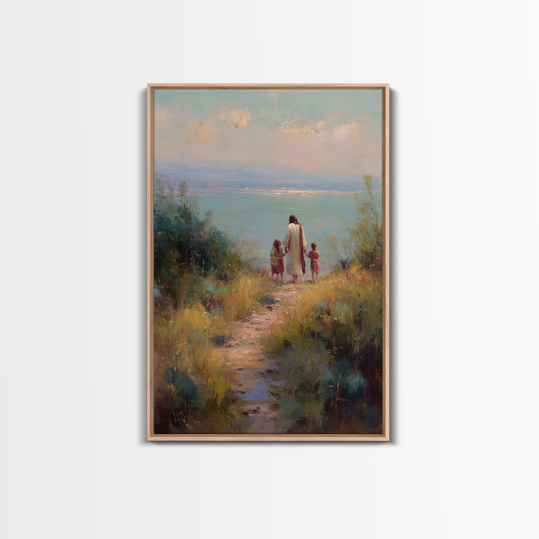 Wheatland Blessing, Framed Canvas Print, Christian Wall Art, Christian Art Canvas, Jesus Painting, Christian Decor, Christmas Art
