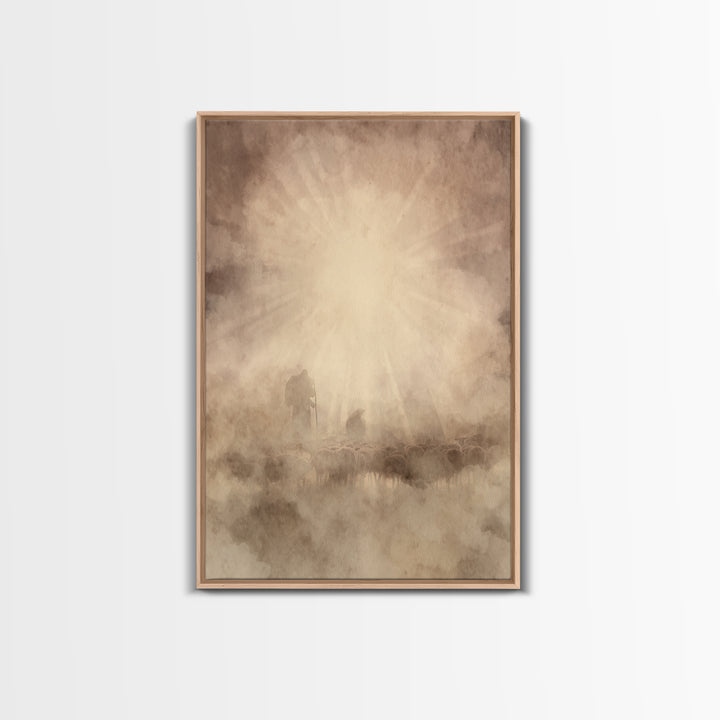 Divine Light – Framed Canvas Print – Christian Art – Christian Wall Art – Christian Art Canvas – Moody Christian Art – Christmas Wall Art –