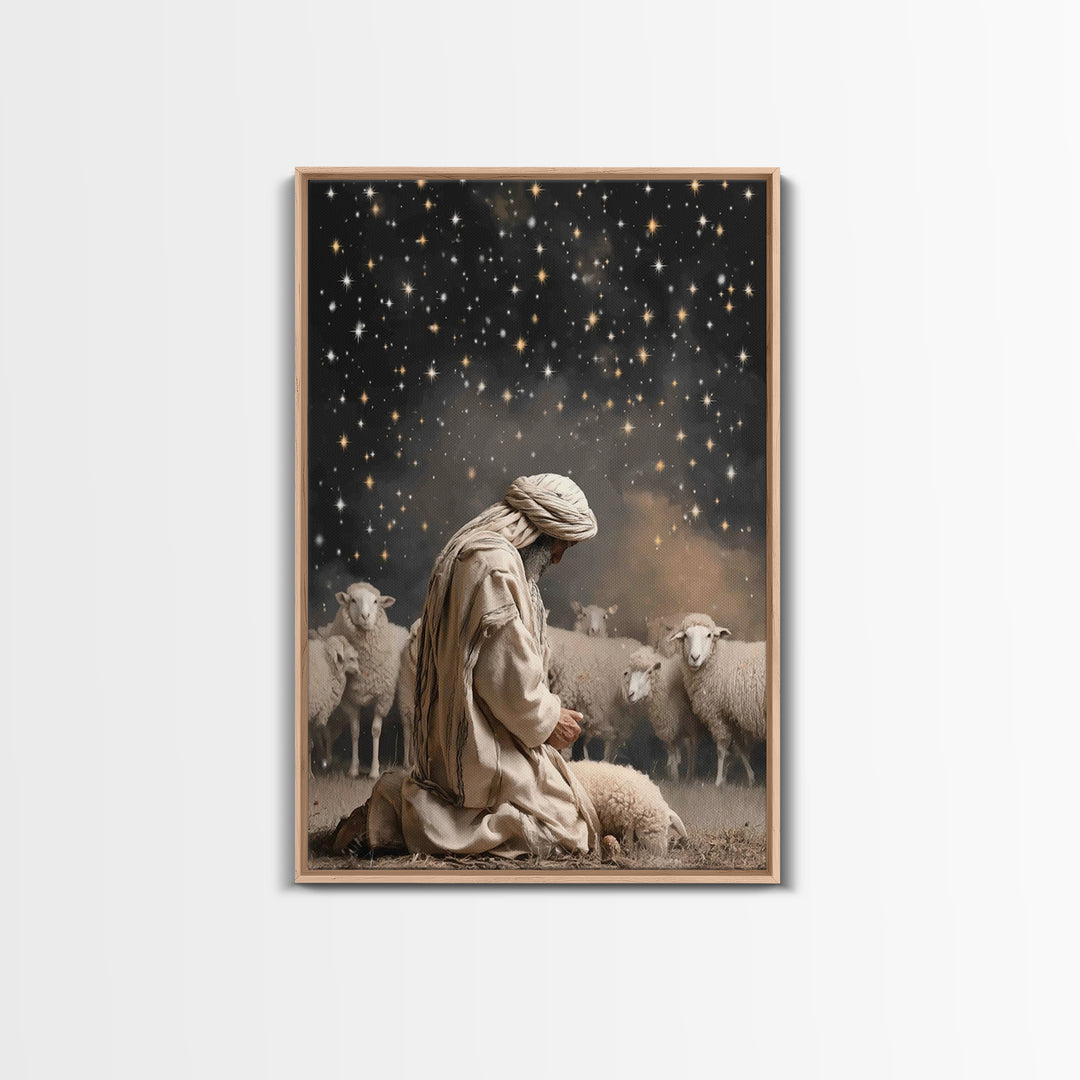 Starry Night Prayer – Framed Canvas Print – Christian Wall Art – Christian Art Canvas – Christian Painting – Subtle Christian Art – Christi