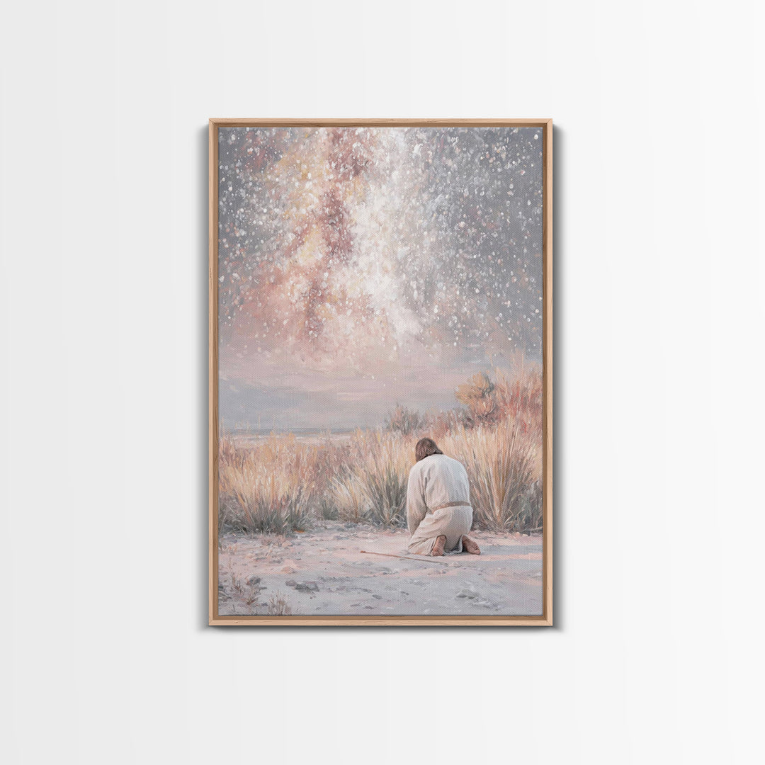 Grace In Stillness – Framed Canvas Print – Christian Christmas Art – Christian Wall Art – Christian Art Canvas – Minimalist Christian Art –