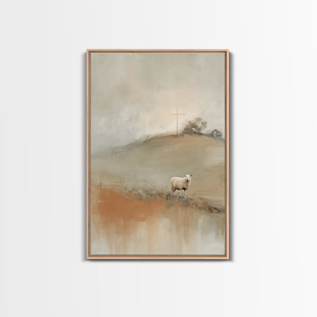 Crosslight Meadow | Framed Canvas Print | Christian Art | Christian Wall Art | Modern Christian Art | Christian Christmas Art | Jesus Paint