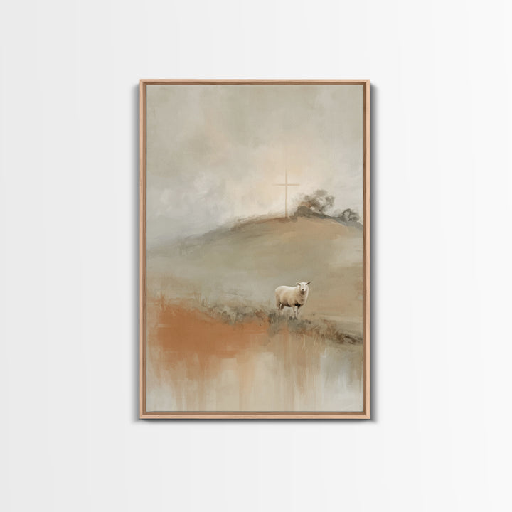 Crosslight Meadow | Framed Canvas Print | Christian Art | Christian Wall Art | Modern Christian Art | Christian Christmas Art | Jesus Paint