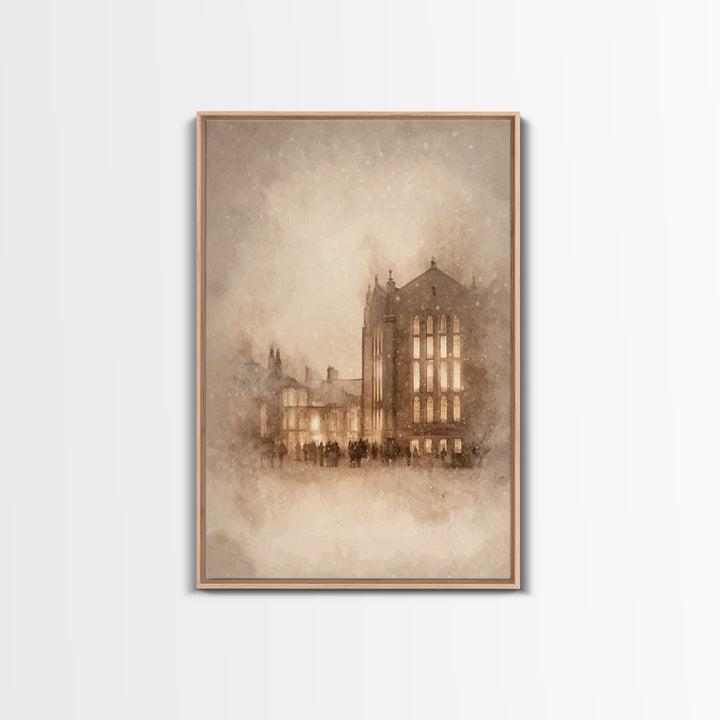 Evening Gathering – Framed Canvas Print – Christian Art – Christian Wall Art – Moody Christmas Art – Christian Art Canvas – Christian Gift