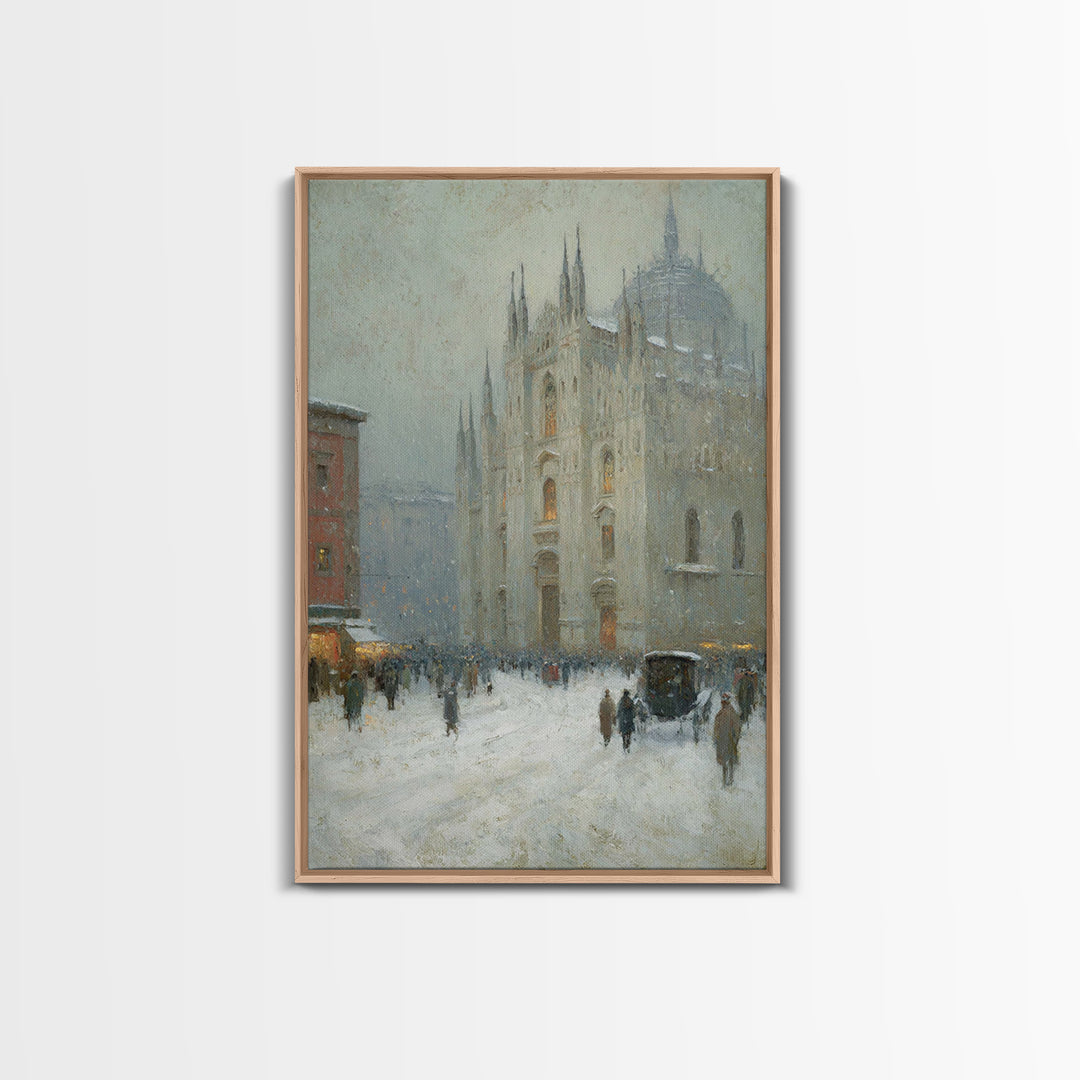 Snowfall Cathedral – Framed Canvas Print – Christian Art Canvas – Christian Wall Art – Christmas Art – Christian Christmas Art – Christian