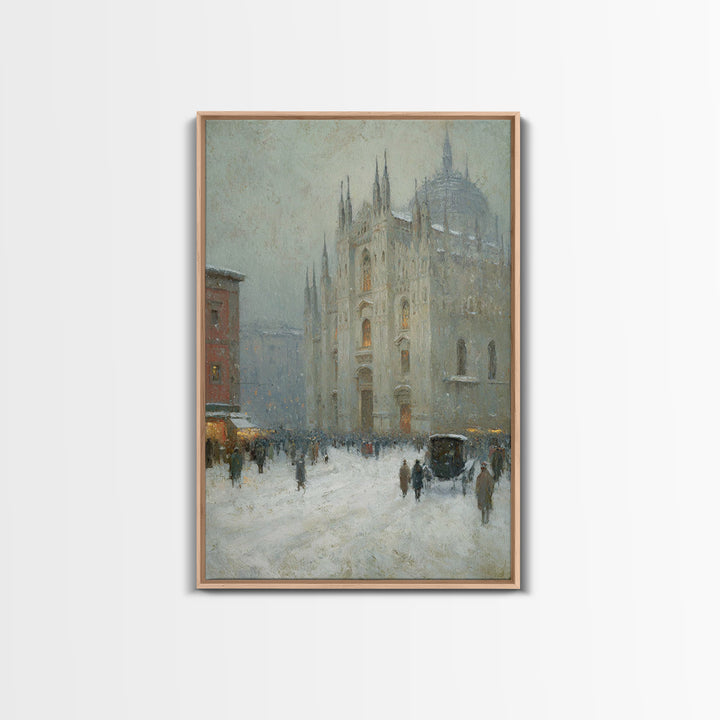Snowfall Cathedral – Framed Canvas Print – Christian Art Canvas – Christian Wall Art – Christmas Art – Christian Christmas Art – Christian