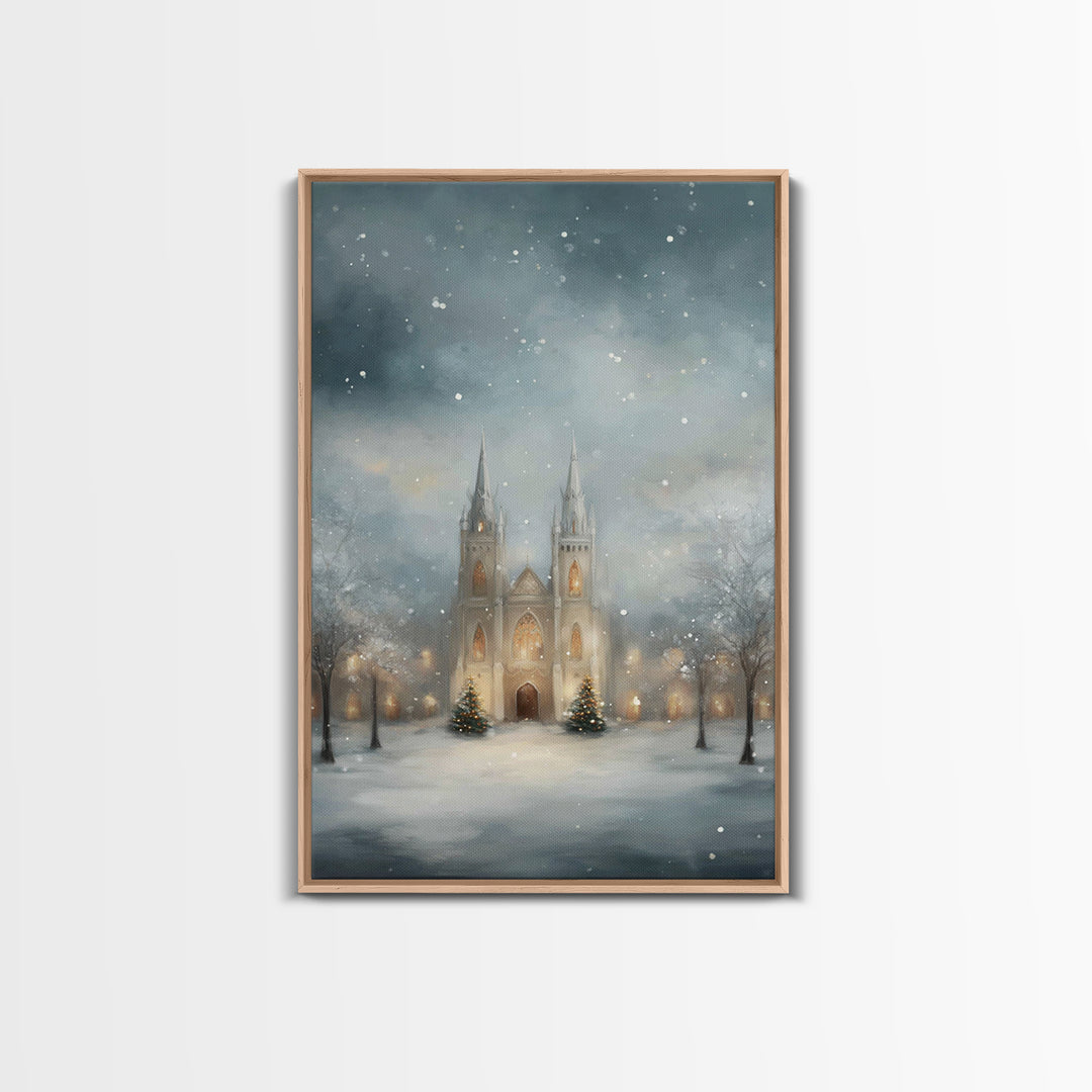 Winter Sanctuary – Framed Canvas Print – Christian Christmas Art – Christian Wall Art – Christmas Art Prints – Christmas Canvas Wall Art –