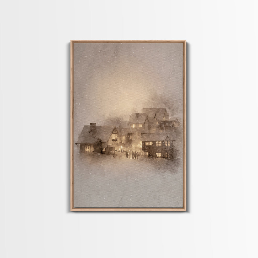 Holy Hearth Glow – Framed Canvas Print – Christian Art Canvas – Christmas Wall Art – Christian Christmas Art – Moody Christmas Art – Christ