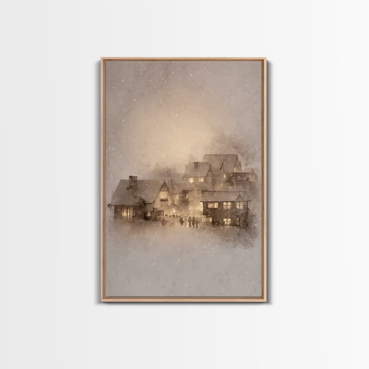 Holy Hearth Glow – Framed Canvas Print – Christian Art Canvas – Christmas Wall Art – Christian Christmas Art – Moody Christmas Art – Christ