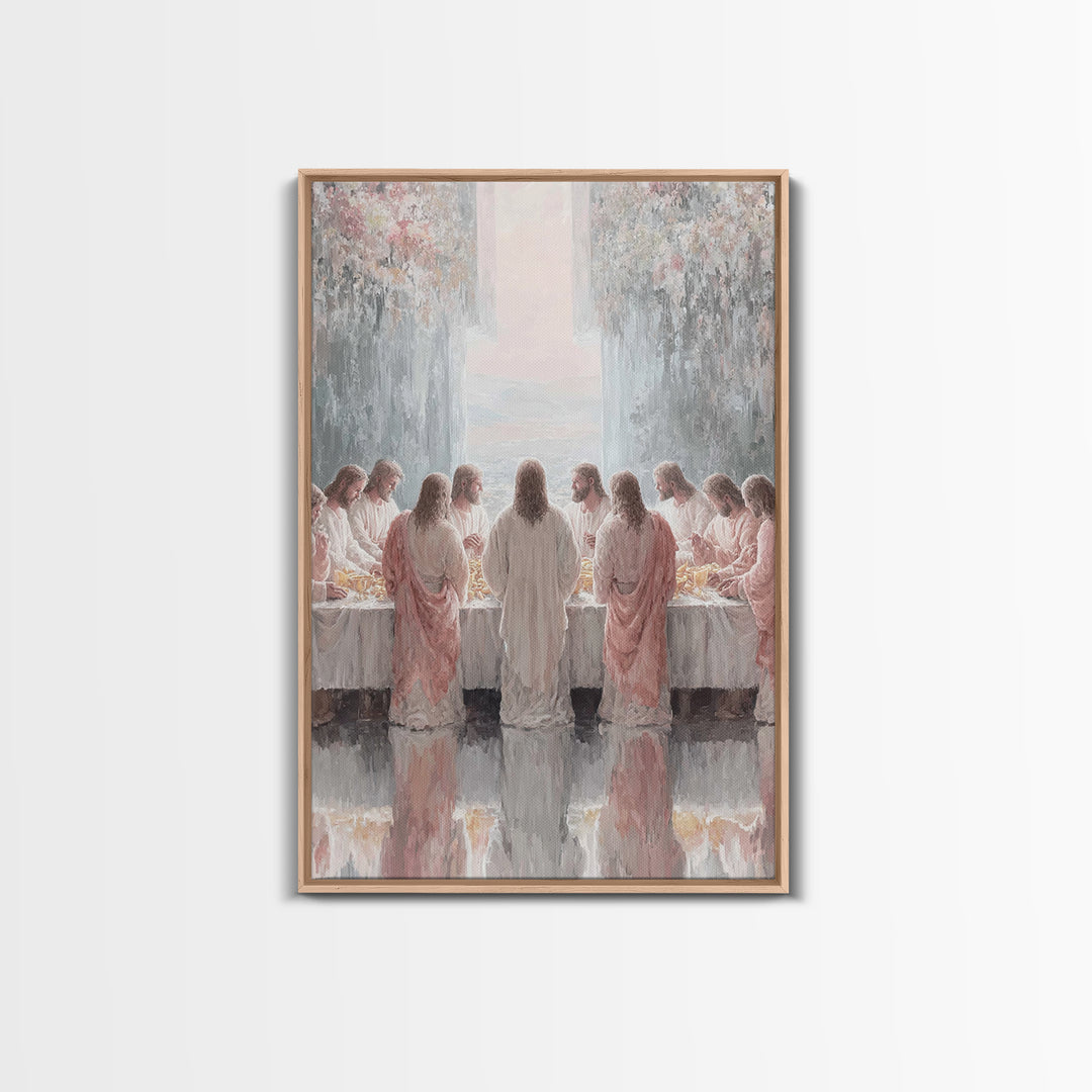 Heavenly Supper Light – Framed Canvas Print – Jesus Painting – Christian Wall Art – Christian Art Canvas – Modern Christian Art – Large Chr