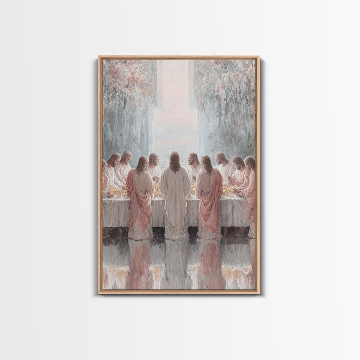 Heavenly Supper Light – Framed Canvas Print – Jesus Painting – Christian Wall Art – Christian Art Canvas – Modern Christian Art – Large Chr